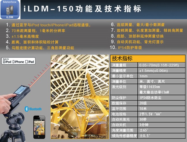 iLDM-150 iLDM-150H 移動(dòng)終端智能激光測(cè)距儀（70米）使用操作（iLDM-150 iLDM-150H 移動(dòng)終端智能激光測(cè)距儀（70米）功能特點(diǎn)）(圖3)