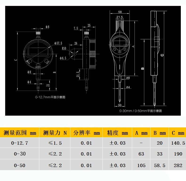 數(shù)顯百分表 電子顯示千分表數(shù)字高精度 數(shù)顯千分表0-12.7mm（0.001）使用操作（數(shù)顯百分表 電子顯示千分表數(shù)字高精度 數(shù)顯千分表0-12.7mm（0.001）功能特點(diǎn)）(圖1)