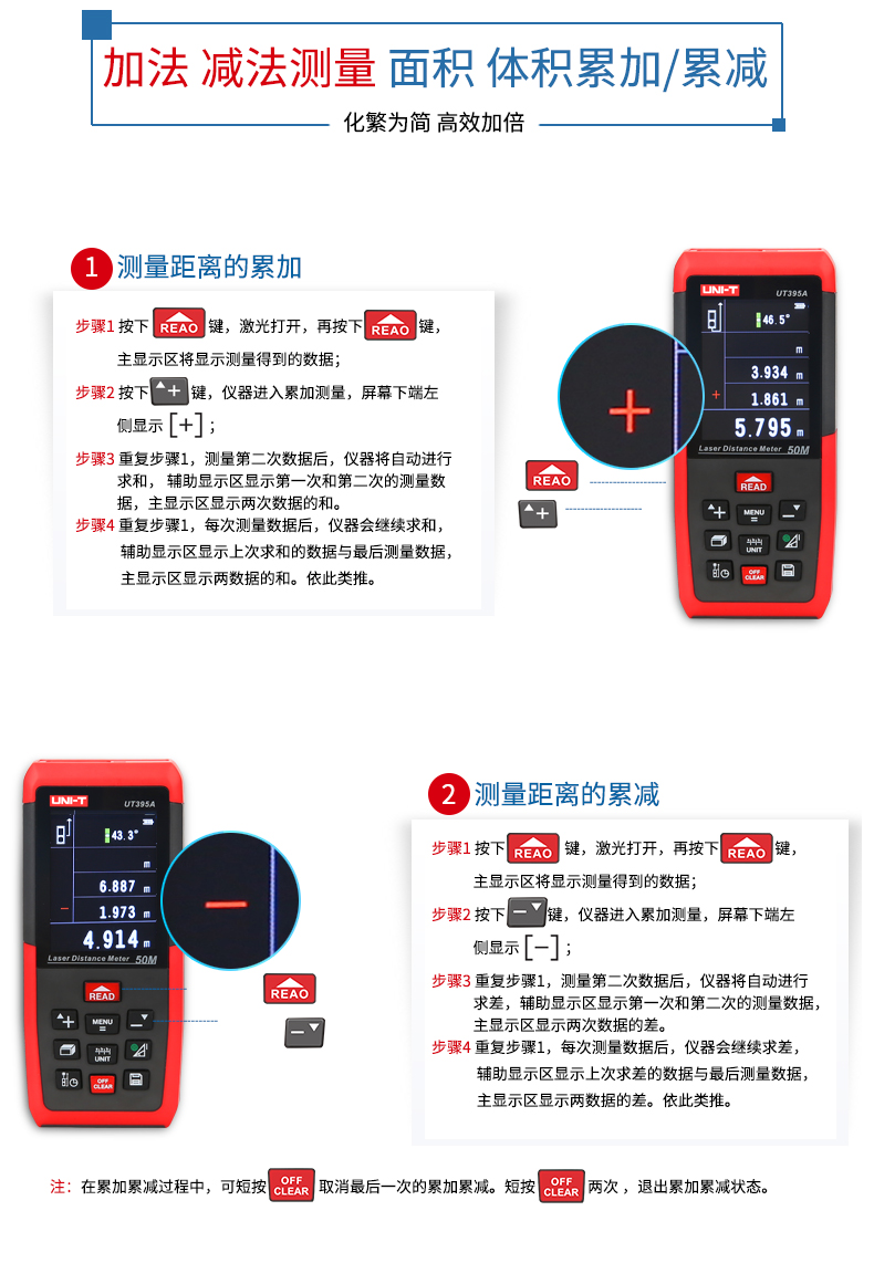 優(yōu)利德 手持式激光測距儀 UT395A使用操作（優(yōu)利德 手持式激光測距儀 UT395A功能特點）(圖17)