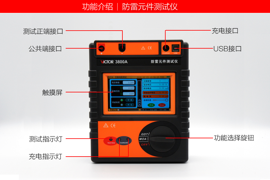 VICTOR3800A/B 防雷元件測試儀使用操作（VICTOR3800A/B 防雷元件測試儀功能特點）(圖1)