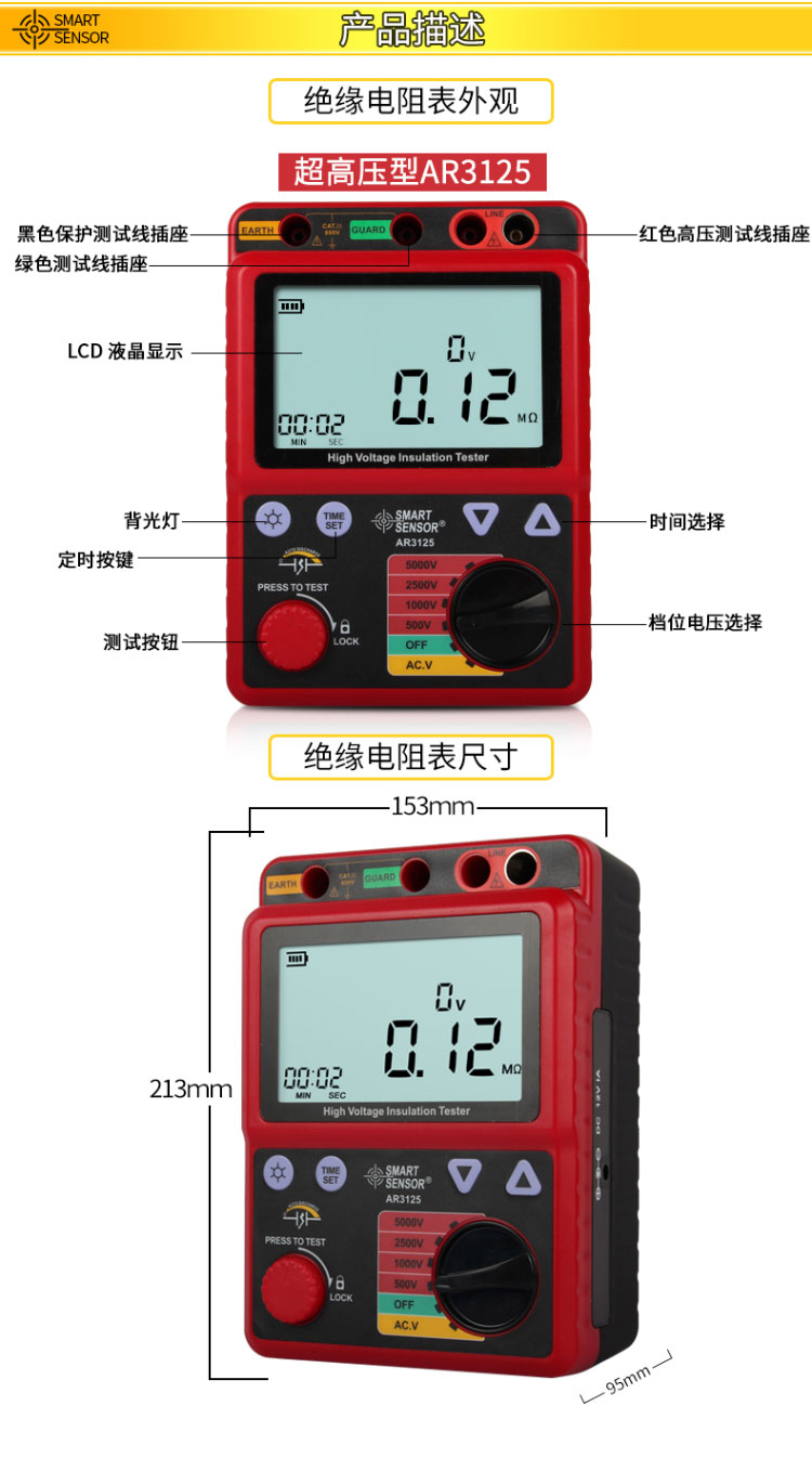 ?，?高壓絕緣電阻表 AR3125 使用操作（?，?高壓絕緣電阻表 AR3125 功能特點）(圖9)