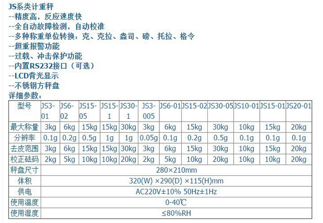 浦春 JS3-005電子天平 3kg-30kg大量程電子稱0.1克 JS30-1(30kg/1g)使用操作（浦春 JS3-005電子天平 3kg-30kg大量程電子稱0.1克 JS30-1(30kg/1g)功能特點）(圖1)